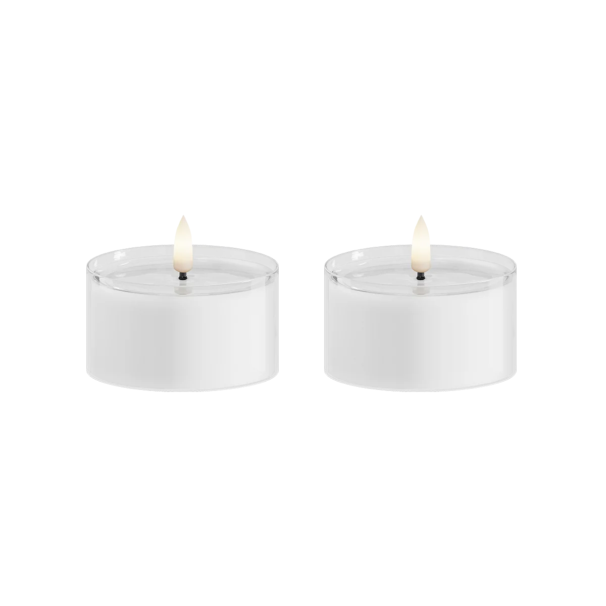 Maxi LED Teelicht im Glas weiß – 2er Set Delight Candles von Deluxe Homeart