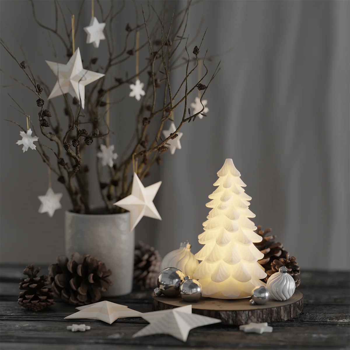LED-Weihnachtsbaum weiß 19 cm von Deluxe Homeart - Weihnachten Weihnachtsdekoration