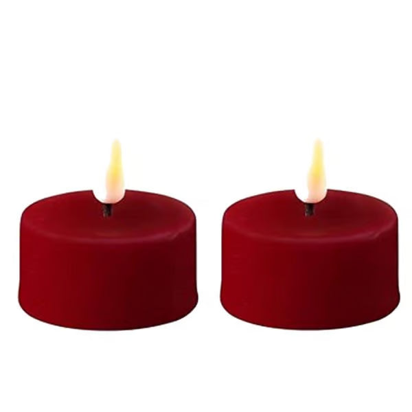 Bordeaux Rote LED Teelichter 2 Set von Deluxe Homeart - LED Kerzen aus Dänemark Setpreis