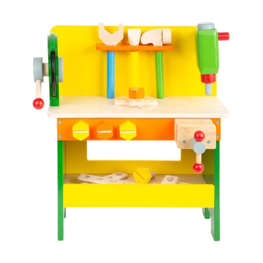 kleine Werkbank aus Holz mit Zubehör von small foot - Bauen Werkzeug Schraubenzieher