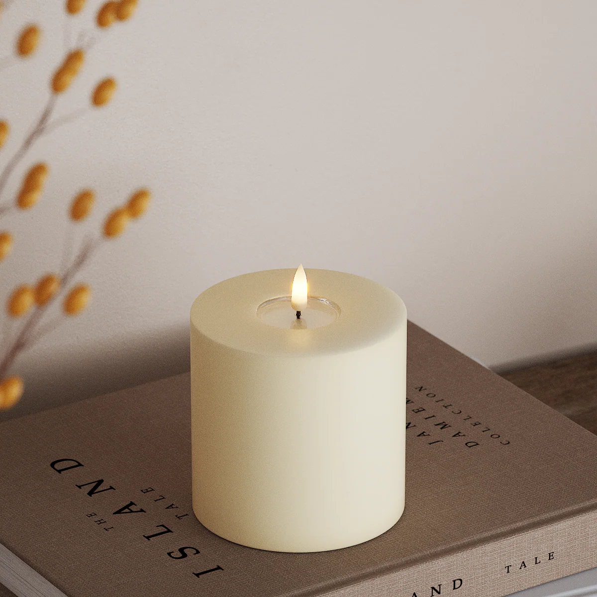 LED Stumpenkerze creme 10 cm von Deluxe Homeart - Kerzen/Candles