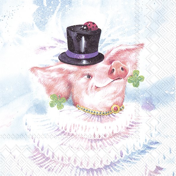 Servietten 33x33 cm " Silvester Glückschweinchen " von ihr - Silvester Neujahr