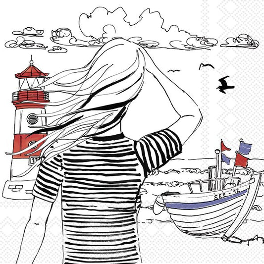 Maritime napkins 33x33 cm " Longing for the Sea " by her
