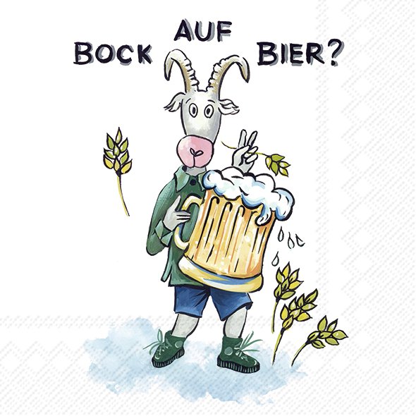 Servietten 33x33 cm " Bock auf Bier ? " von ihr Serviette Bier