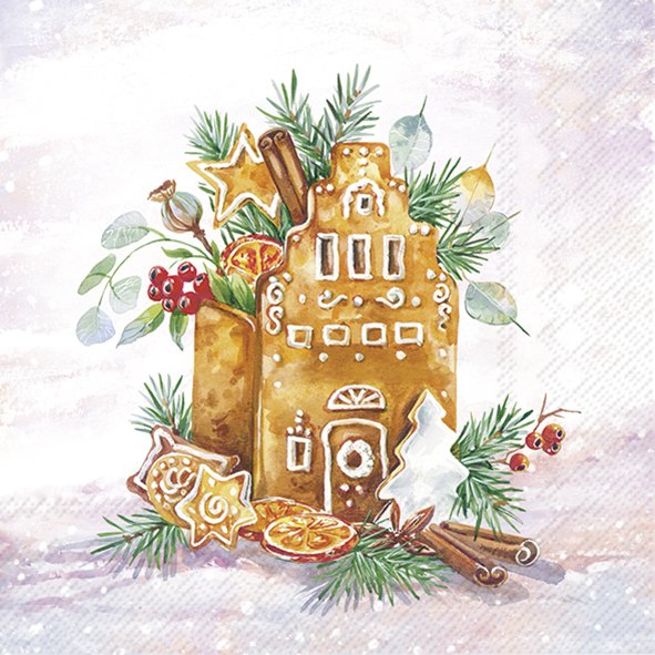 Servietten 33x33 cm "Lebkuchenhaus/Gingerbread House" von ihr - Weihnachten Weihnachtsdekoration