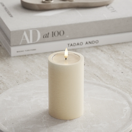LED Stumpenkerze 12,5 cm creme von Deluxe / Unique Homeart Candle / Kerzen