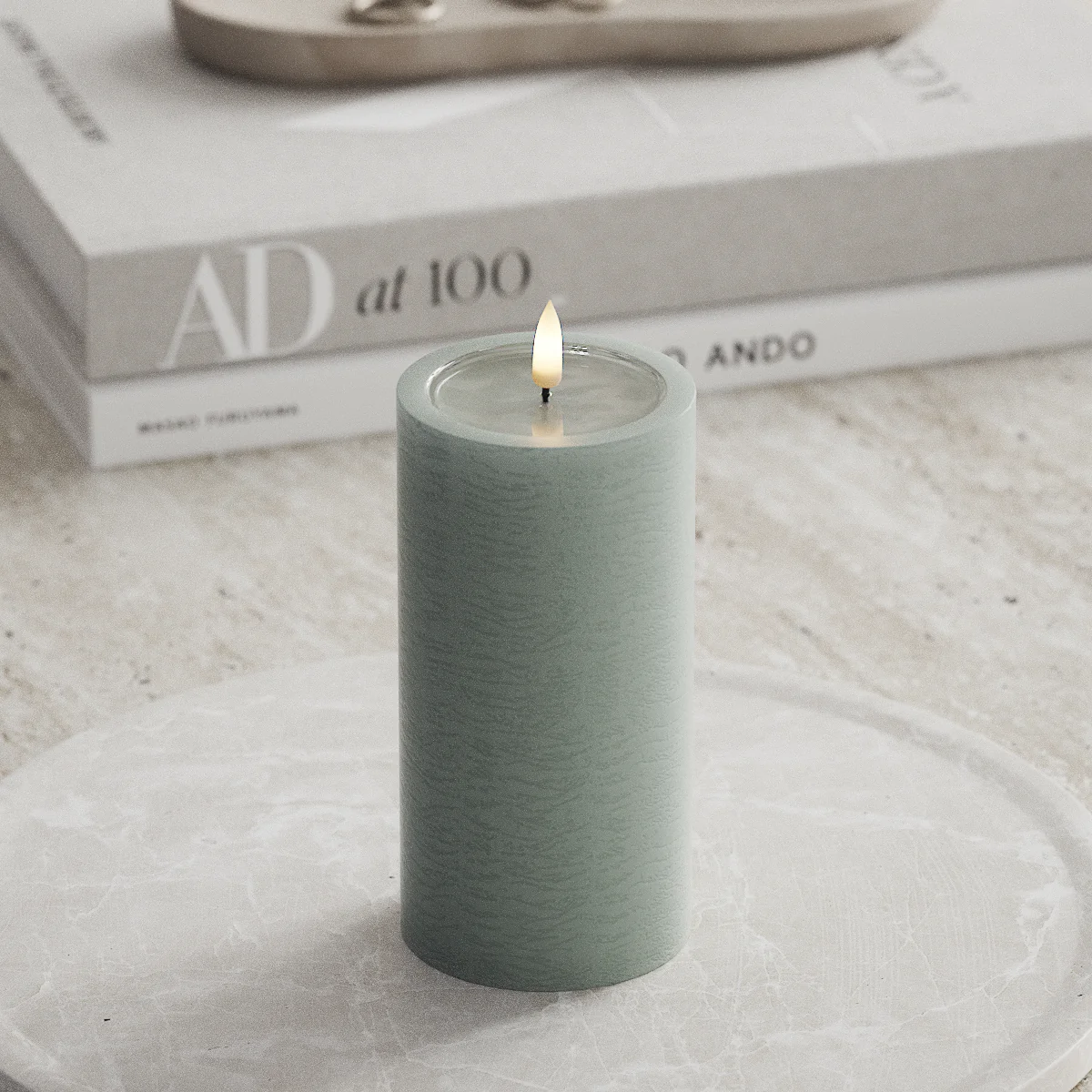 LED Stumpenkerze 15 cm salbei von Deluxe / Unique Homeart Candle / Kerzen