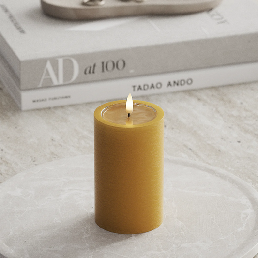 LED Stumpenkerze 12,5 cm curry von Deluxe / Unique Homeart Candle / Kerzen