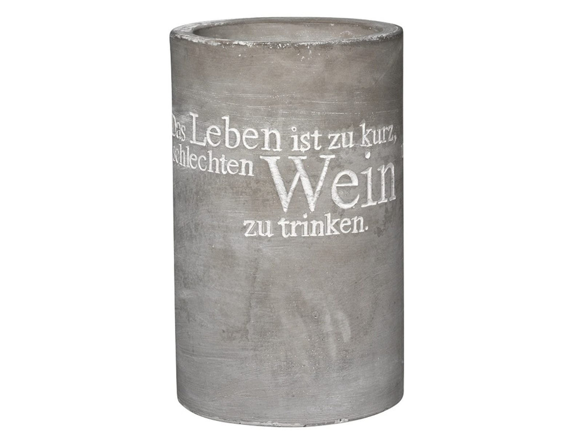 Weinkühler " Das Leben ist zu kurz für schlechten Wein " aus Beton von räder design
