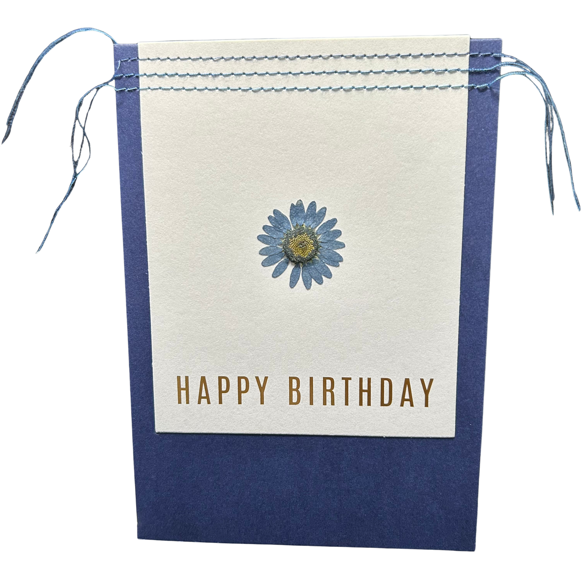 Geburtstagskarte „Happy Birthday“ mit echten Blüten und Umschlag von räder design