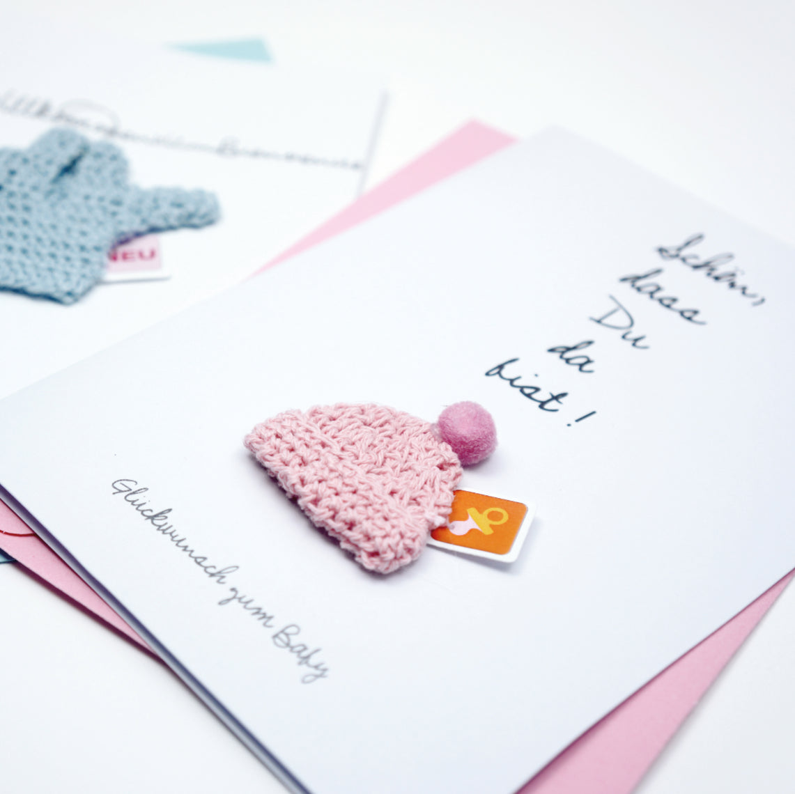 Karte zur Geburt rosa/Mädchen "Schön dass du da bist" von räder design - Geschenk zur Geburt