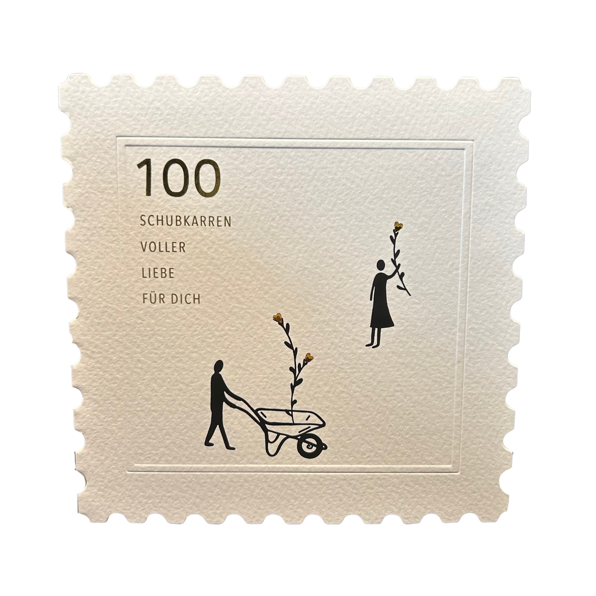 Karte Briefmarke „100 Schubkarren voller Liebe für dich“ mit Umschlag von räder design