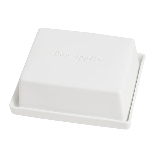 Butterdose klein halb aus Porzellan "Bon appétit" von räder design