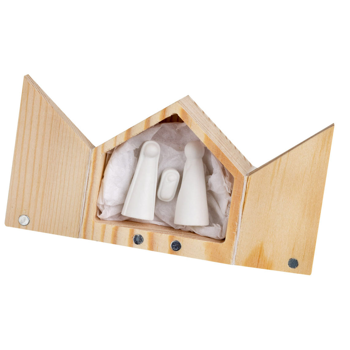 Mini-Krippe aus Holz mit Porzellanfiguren von räder design - Weihnachten Weihnachtsdekoration
