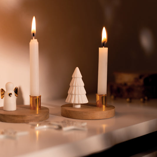 Kerzenhalter aus Holz mit Porzellantanne von räder design - Weihnachten Weihnachtsdekoration