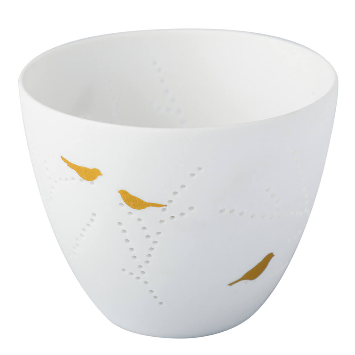 feiner Teelichthalter klein aus Porzellan Vogel von räder design Vögel