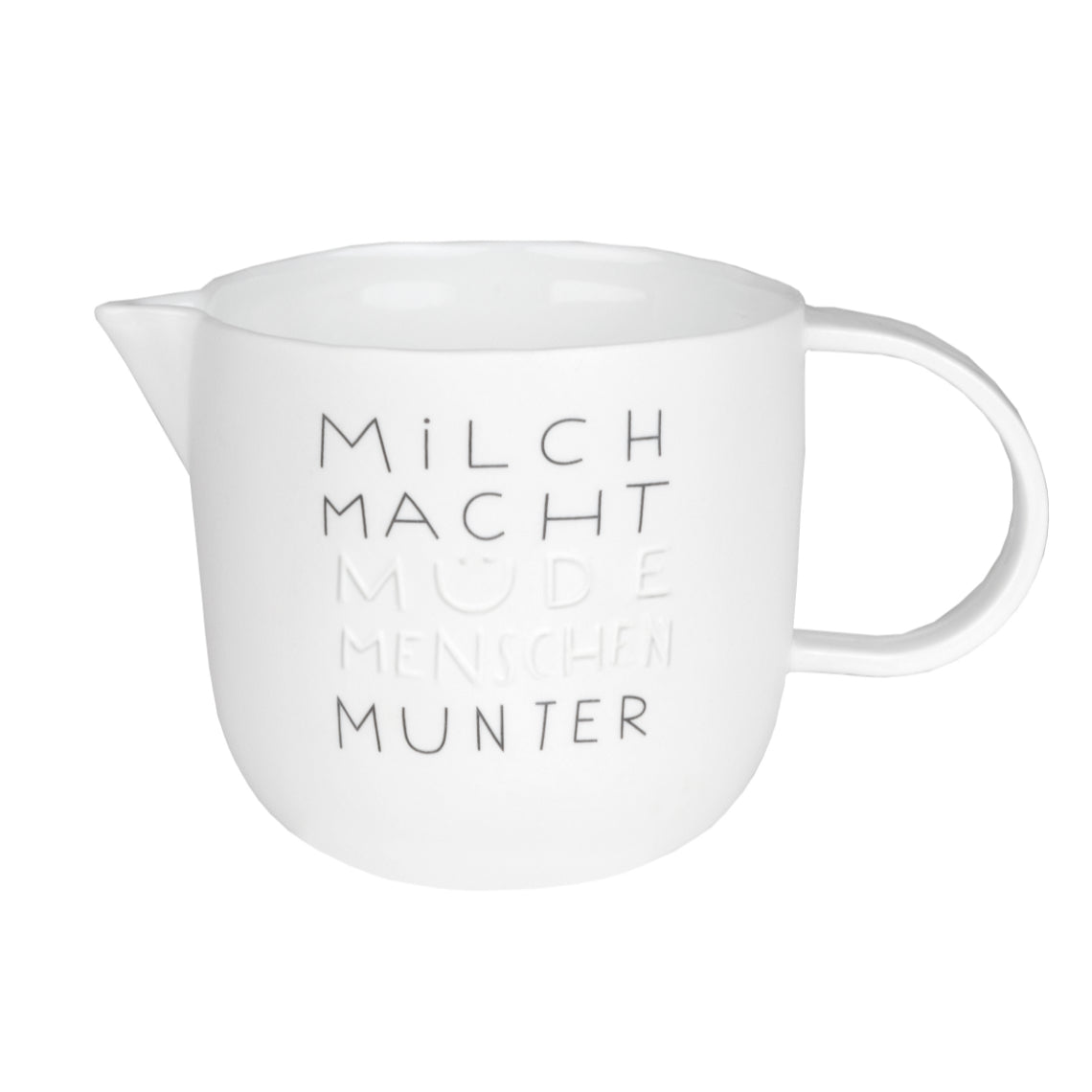 Milchkännchen aus Porzellan " Milch macht müde Menschen munter " von räder design