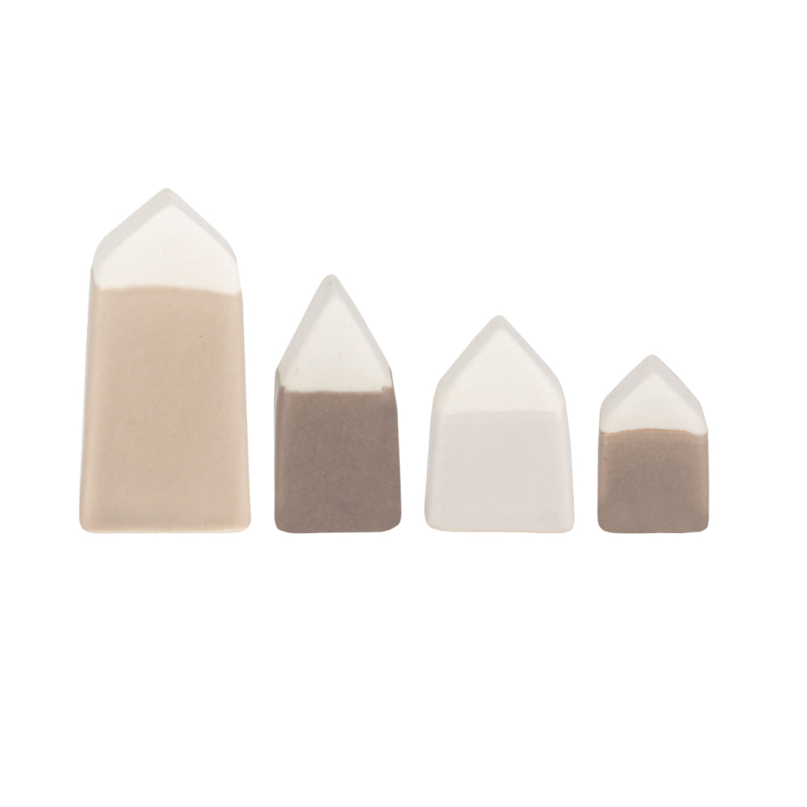 Mini Dekohäuser grau aus Porzellan 4er-Set von räder design Häuser