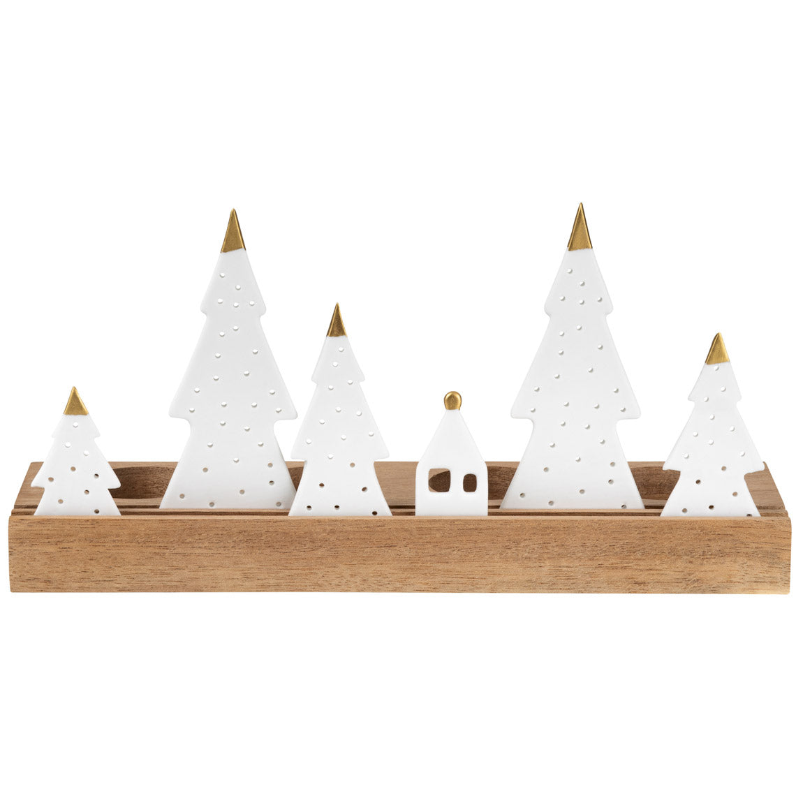 Teelichthalter aus Holz mit Porzellantannen von räder design - Kerzenhalter Weihnachten Weihnachtsdekoration