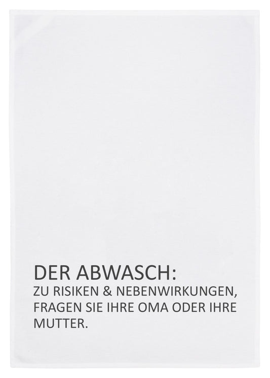Geschirrtuch weiß „der Abwasch: Risiken & Nebenwirkungen“ grau von 17;30 Hamburg