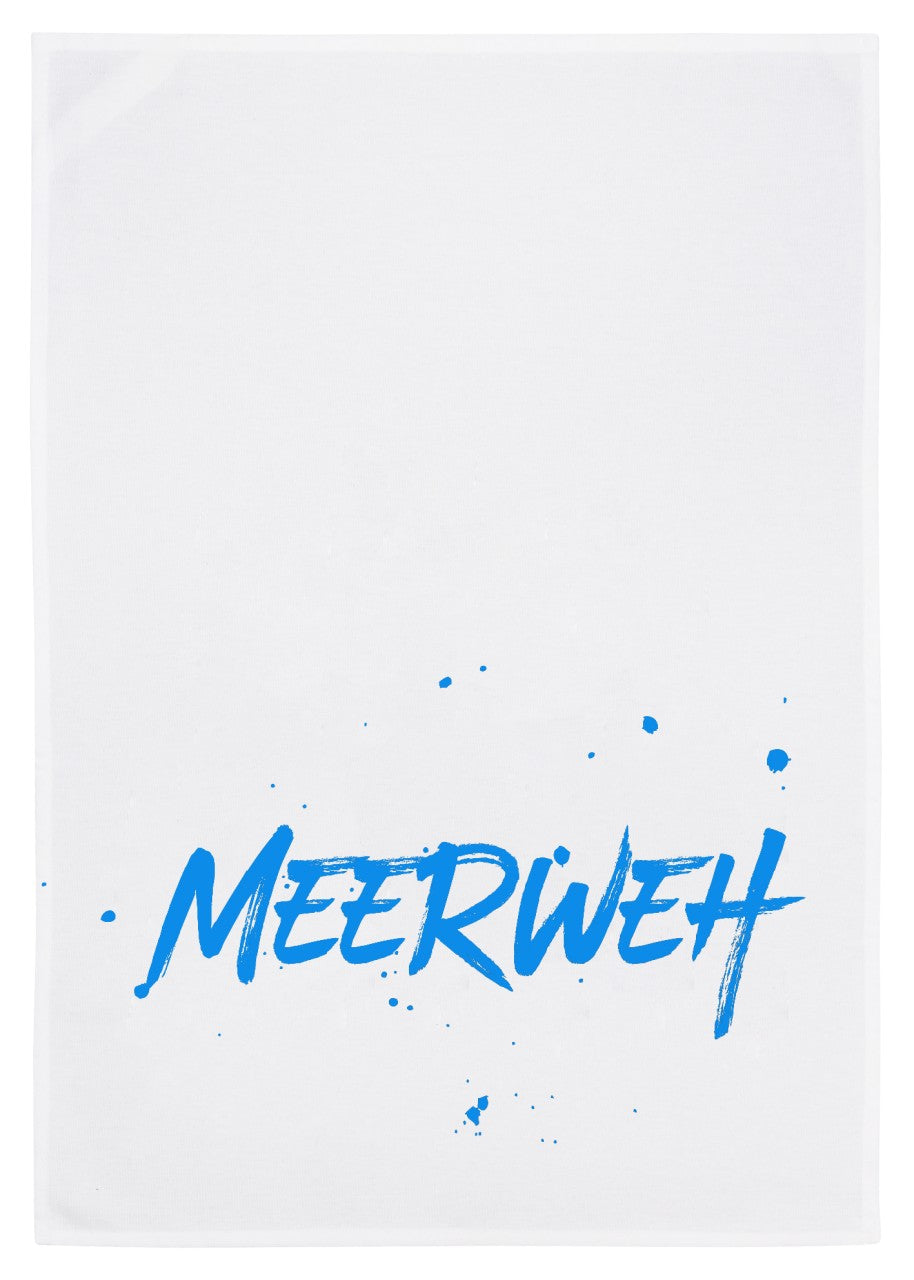 Geschirrtuch weiß, „ Meerweh “ blau von 17;30 Hamburg Meer