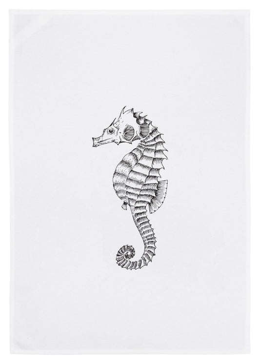 Geschirrtuch weiß „ Seepferdchen “ von 17;30 Hamburg Maritim