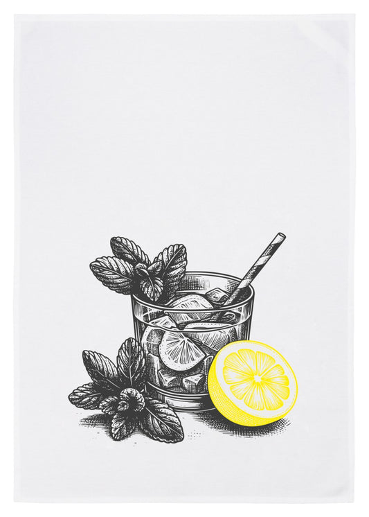 Geschirrtuch weiß „ Gin “ zweifarbig von 17;30 Hamburg Getränk