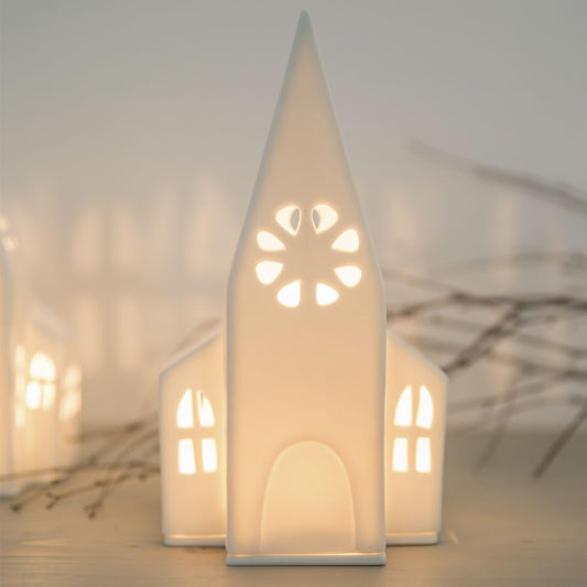Lichthaus Kirche (groß) aus Porzellan von räder design - Weihnachten Weihnachtsdekoration