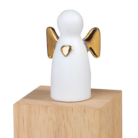 Glücksbringer aus Porzellan im Holzkästchen " Glücksengel " von räder design