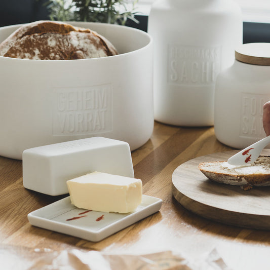 Butterdose aus Porzellan " Butter bei die Fische " von räder design nordisch Hamburg Geschenkidee originell ganzes Butterstück