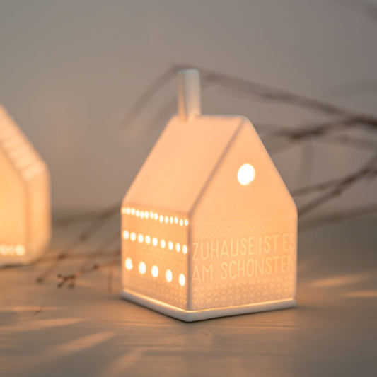 Lichthaus aus Porzellan " Zuhause ist es am schönsten " von räder design Geschenk zum Einzug Haus mitbringsel