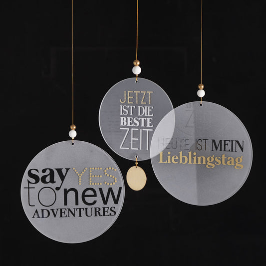 Dekohänger rund aus Glas " Heute ist mein Lieblingstag " von räder design Exclusives Design Dekorativ Mitbringsel
