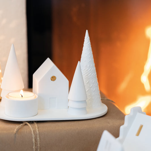 Kerzenhalter aus Porzellan "Waldhütte" von räder design - Weihnachten Weihnachtsdekoration