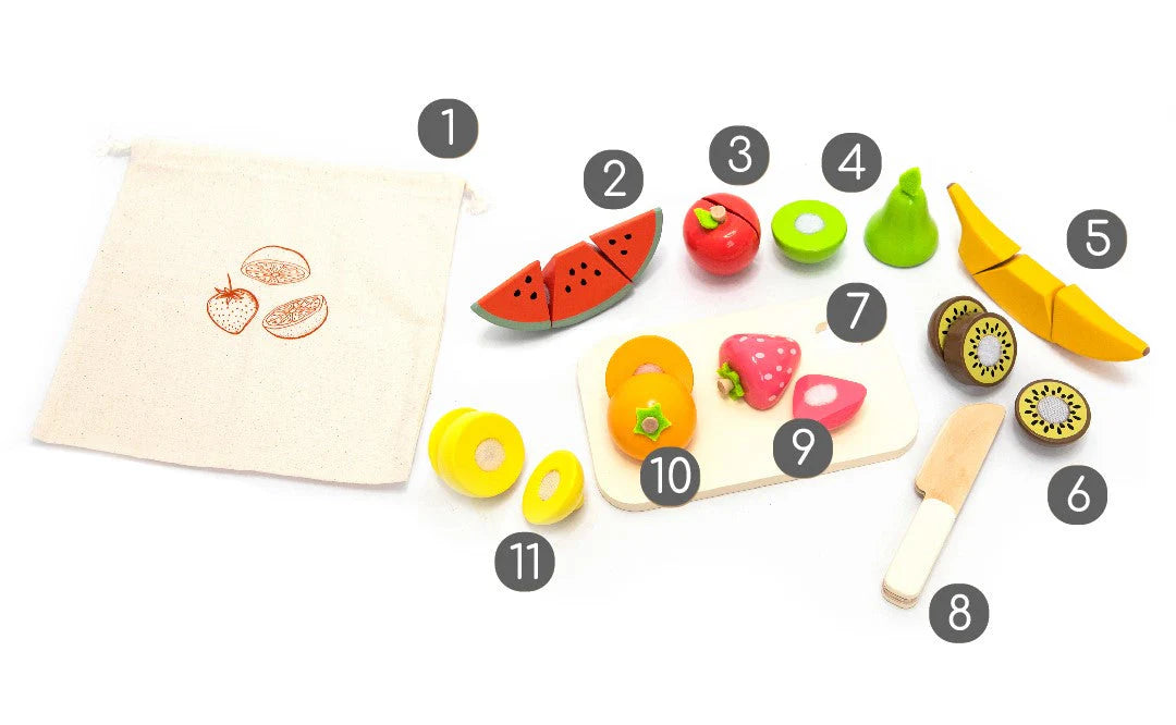 Obst Schneideset aus Montessori Holzspielzeug von UMU Holz Obst
