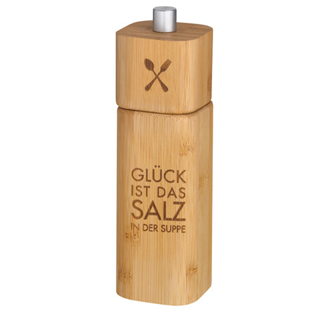 Salzmühle aus Bambus " Glück ist das Salz in der Suppe " von räder design originelle Geschenkidee erste Wohnung Einzug etc.