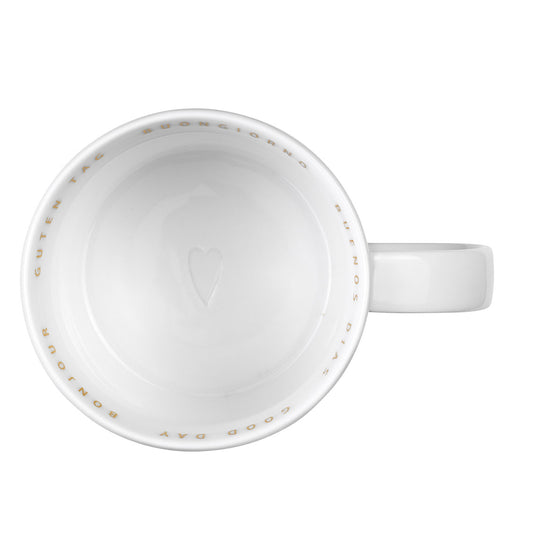 Tasse aus Porzellan " GUTEN TAG, BUONGIORNO " von räder design Exklusiv Frühstück