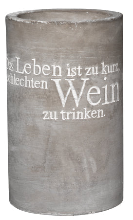 Weinkühler " Das Leben ist zu kurz für schlechten Wein " aus Beton von räder design