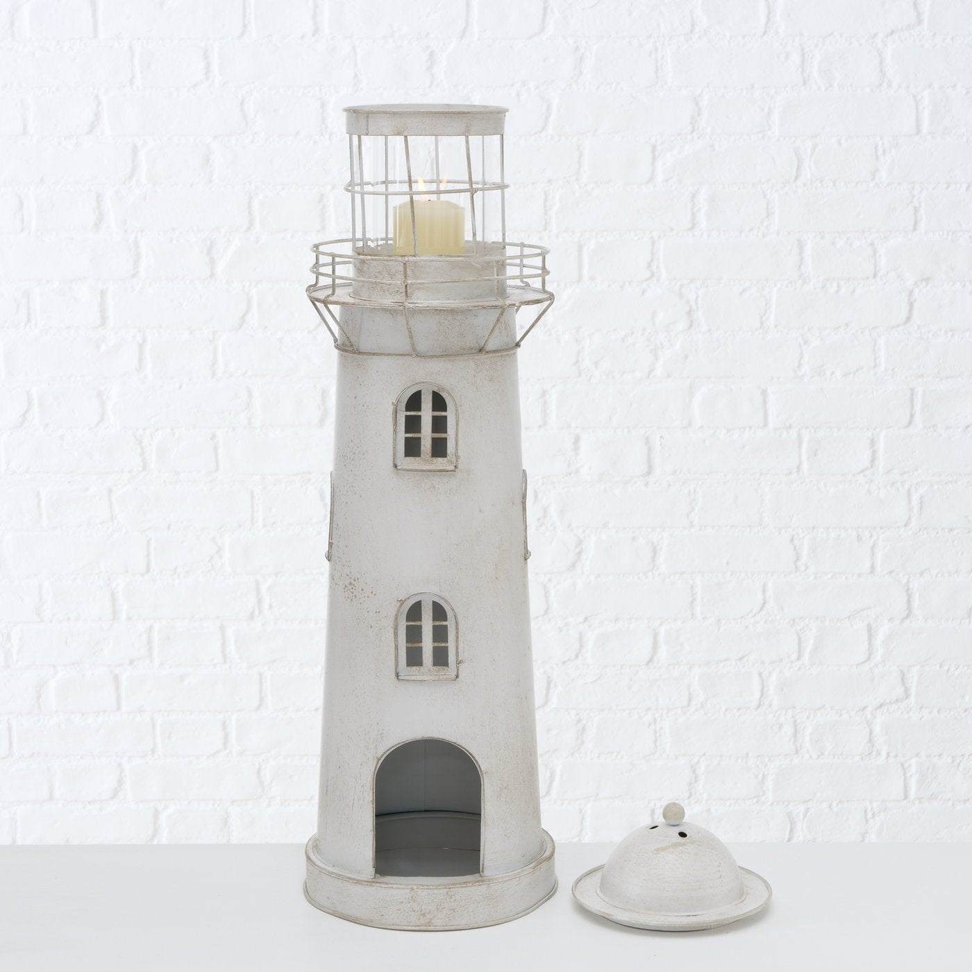 Indoor Laternen aus Metall, 2er-Setpreis Maritim Leuchtturm nordisch von Boltze