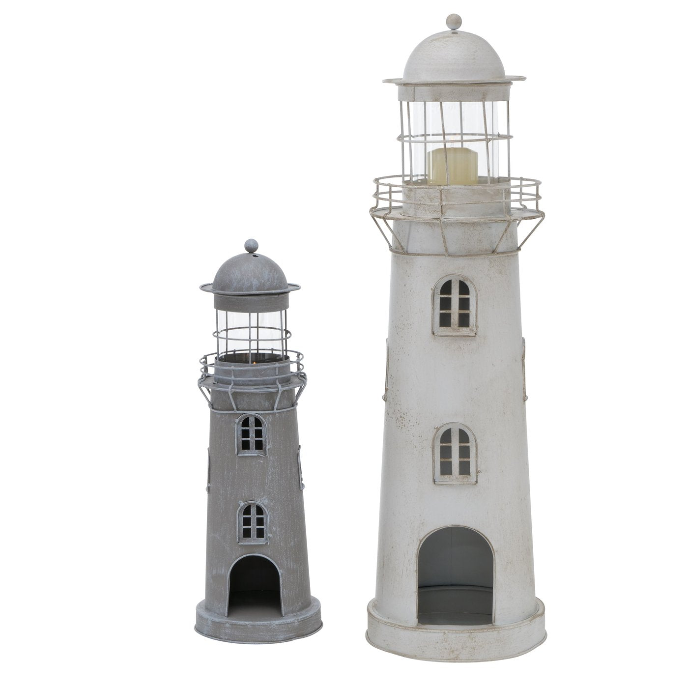 Indoor Laternen aus Metall, 2er-Setpreis Maritim Leuchtturm nordisch von Boltze