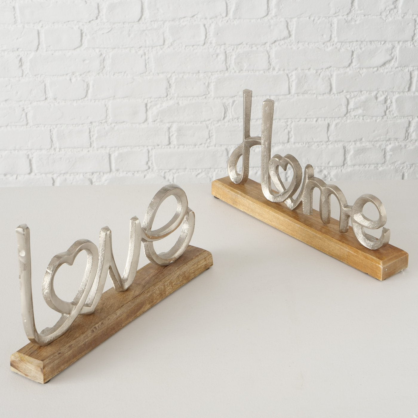 Dekoaufsteller/Schriftzug aus Holz und Aluminium "Home/Love" von Boltze - Liebe - zu hause
