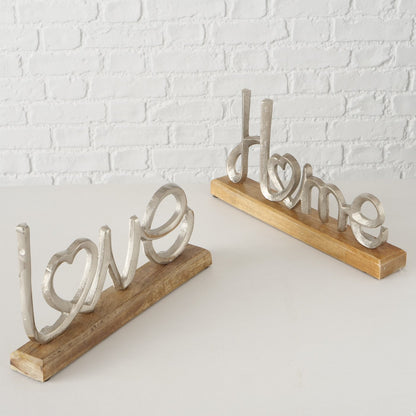 Dekoaufsteller/Schriftzug aus Holz und Aluminium "Home/Love" von Boltze - Liebe - zu hause