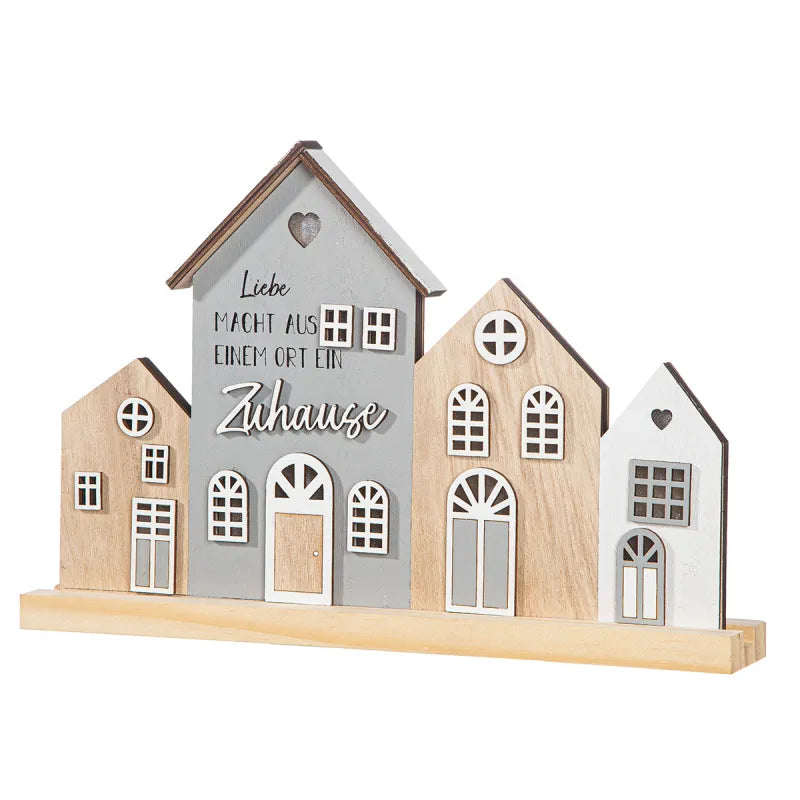 LED Standrelief Haus „Zuhause“ von Gilde – Holz Deko mit Spruch & Beleuchtung