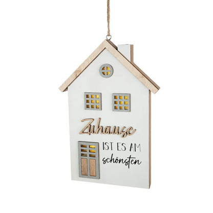LED Hänger Haus „Zuhause“ von Gilde – Holz Deko mit Spruch & Beleuchtung