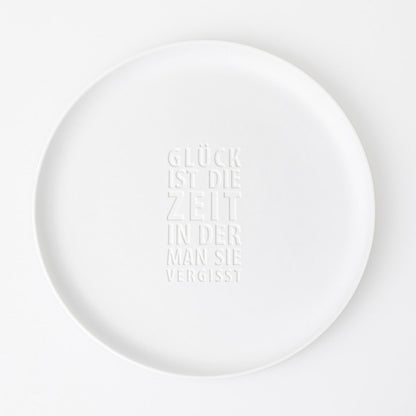 Schale/Teller aus Porzellan " Glück " von räder design Spruch Glück ist die Zeit in der man sie vergisst - Geschenk Mitbringsel