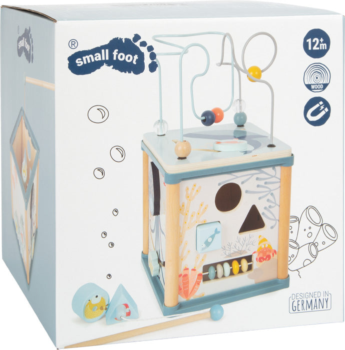 Motorikwürfel aus Holz "Unterwasserwelt" von small foot - Spielwürfel Fische lernen