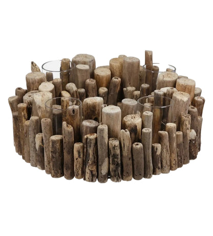 Adventsleuchter „Thilo“ von Gilde – Adventskranz aus Holz mit Glaseinsätzen Ø 30 cm