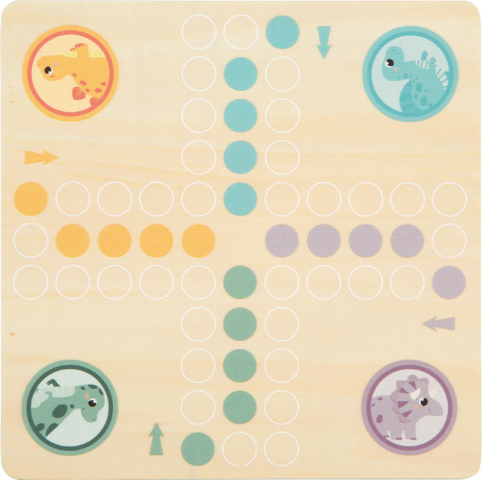 Brettspiel Ludo mit Dinofiguren aus Holz von small foot Holzspielzeug