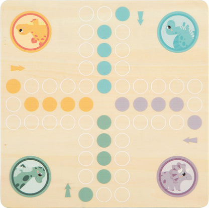 Brettspiel Ludo mit Dinofiguren aus Holz von small foot Holzspielzeug