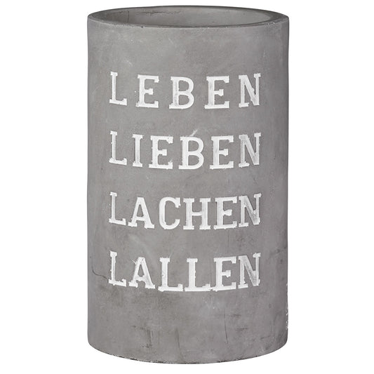Weinkühler aus Beton "Leben Lieben Lachen" von räder exclusiv Wein Mitbringsel