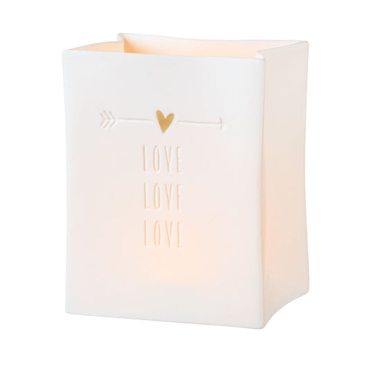 Teelichthalter/Lichttüte aus Porzellan " Love Love Love " von räder design - Liebe Hochzeit Geschenk - Formschön